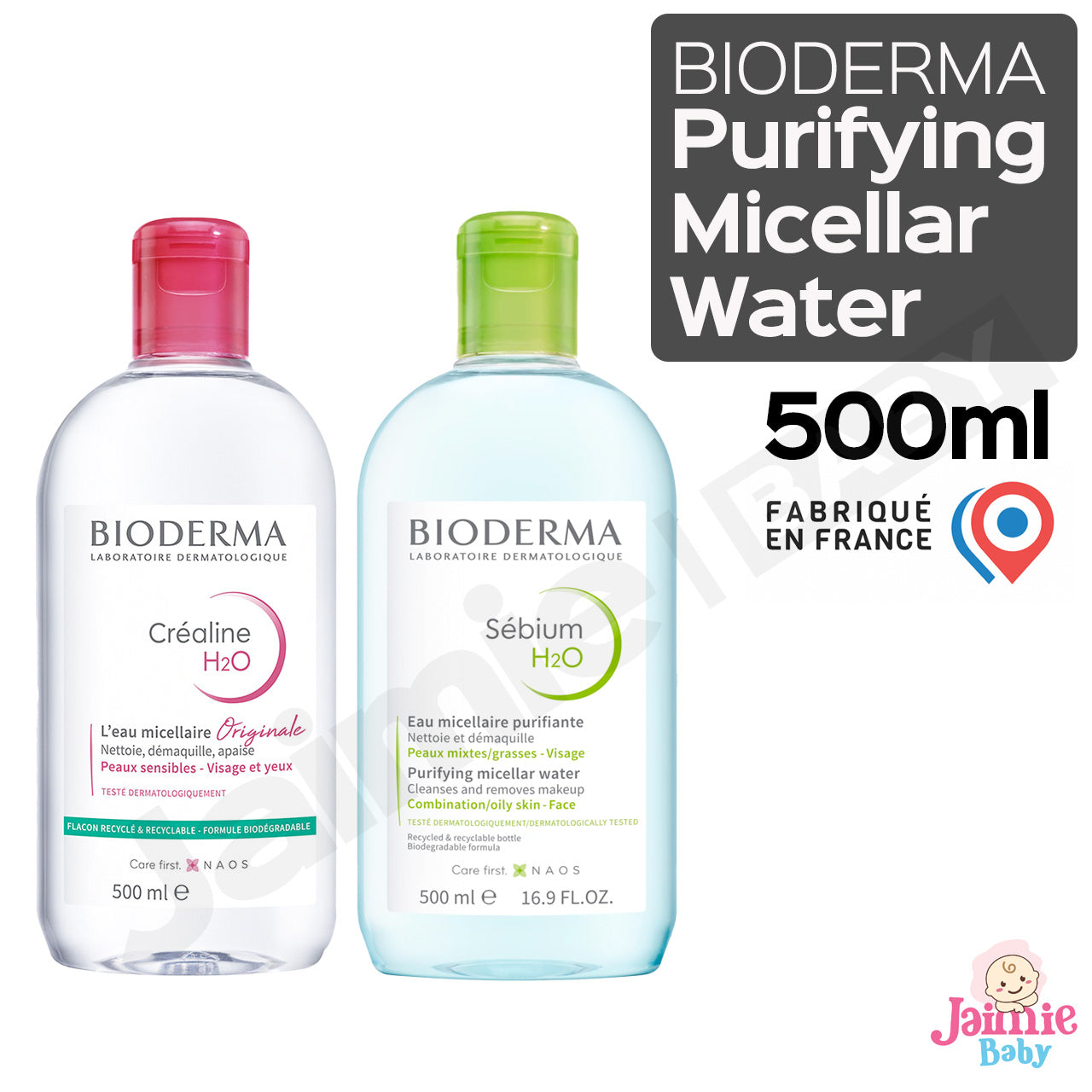 Bioderma Crealine Sensibio Sebium H2O Micellar Water makeup removal 500ml