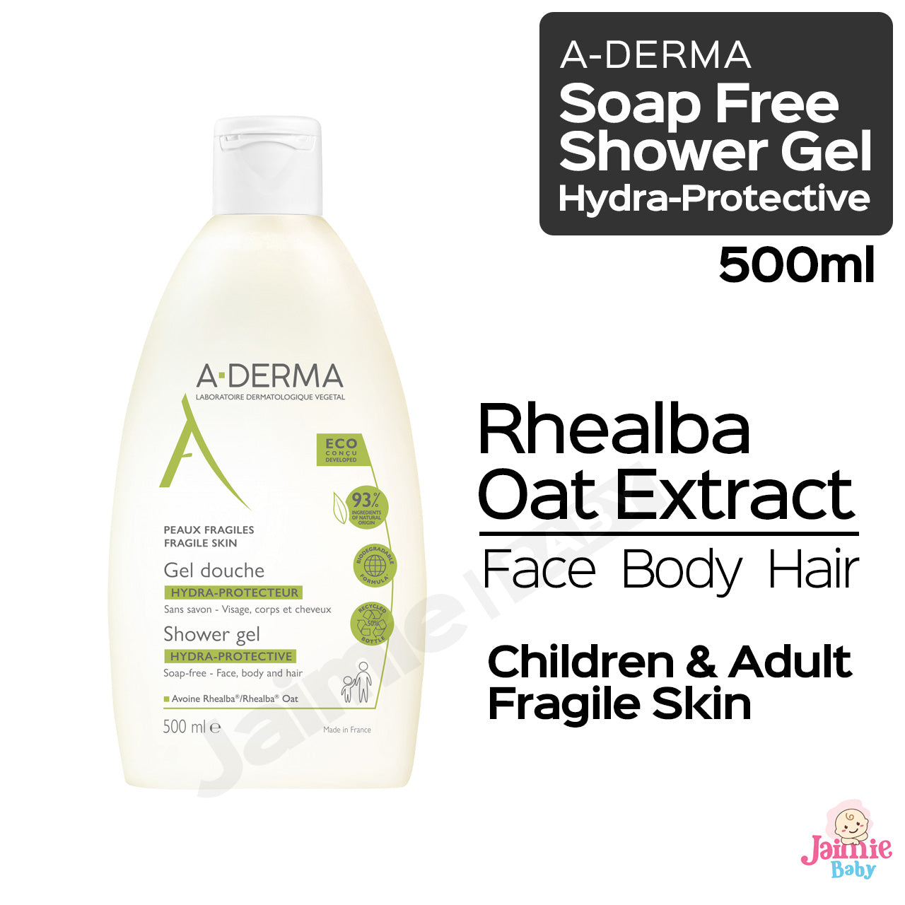 A Derma Soap Free Shower Gel face body hair for fragile skin