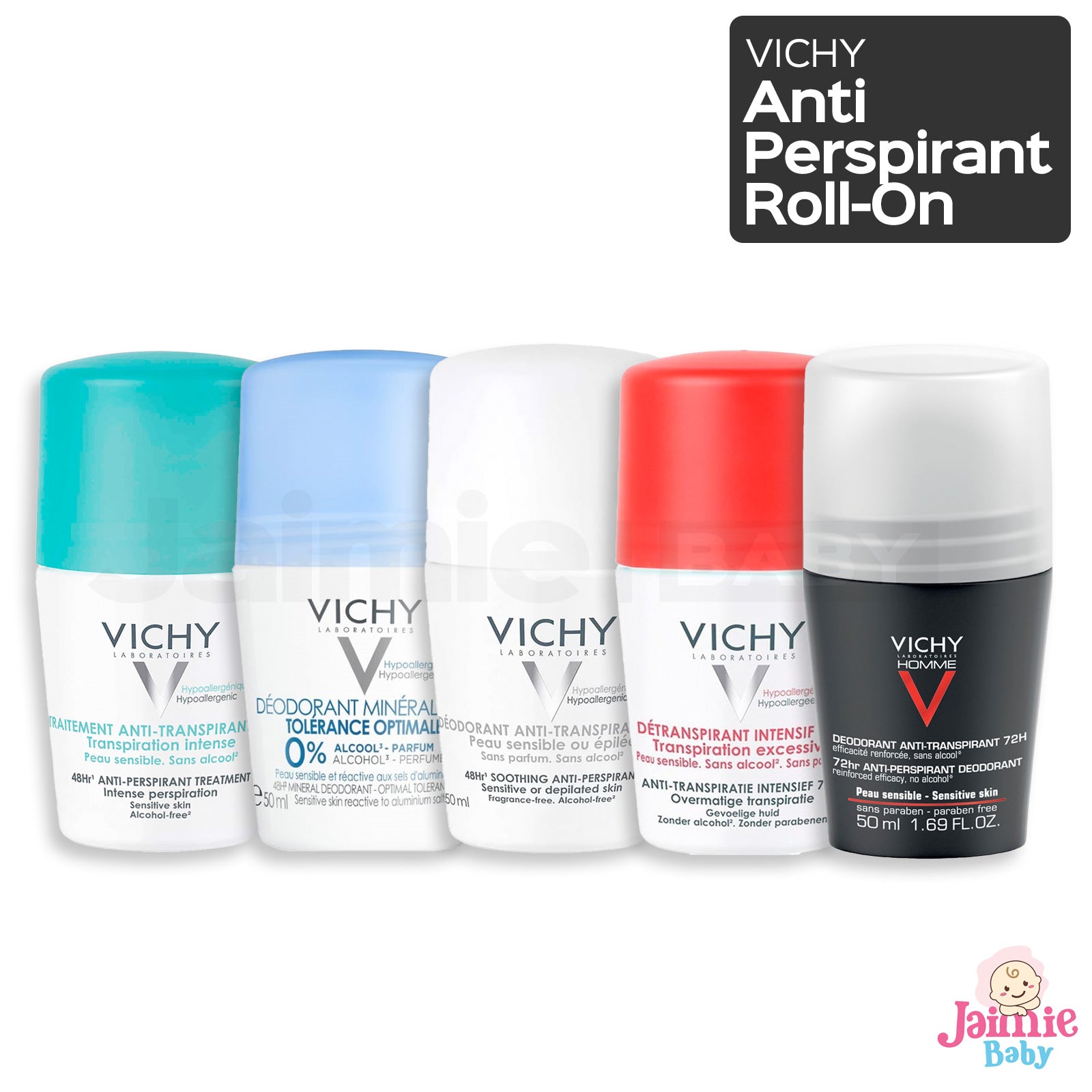 Vichy Anti-Perspirant Deodorant Roll-on Homme 72hr Black 50ml