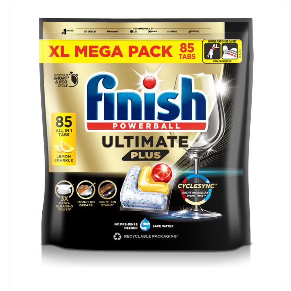 Finish Ultimate Plus Dishwasher Tablets Lemon, 85 Count