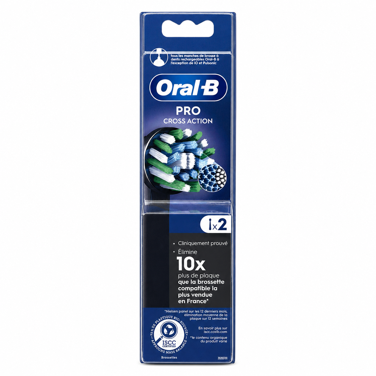 Oral-B Cross Action PRO Black replacement brush heads, 2 pack – front packaging