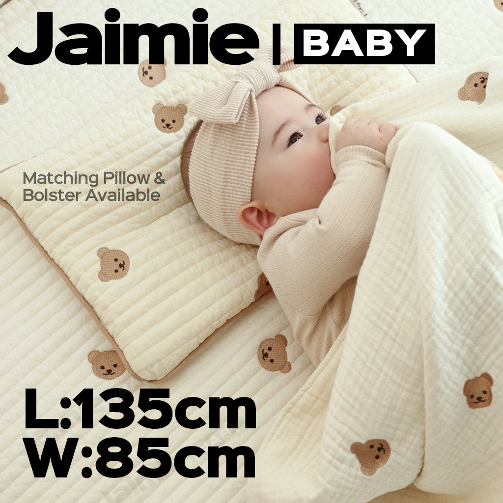Chez BeBe 쉐베베 6-layers gauze cotton new born baby blanket with Bear or Bunny Embroidery