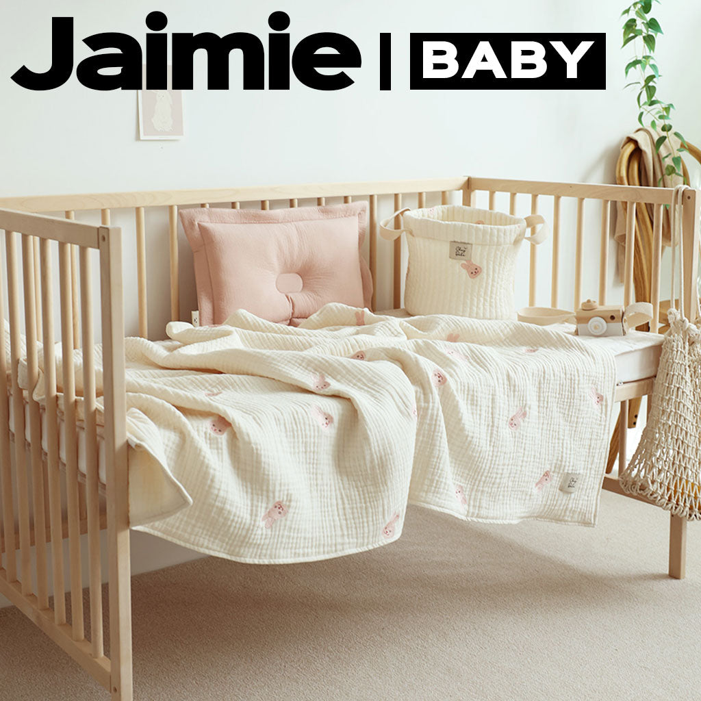 Chez BeBe 쉐베베 6-layers gauze cotton new born baby blanket with Bear or Bunny Embroidery