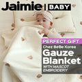 Chez BeBe 쉐베베 6-layers gauze cotton new born baby blanket with Bear or Bunny Embroidery
