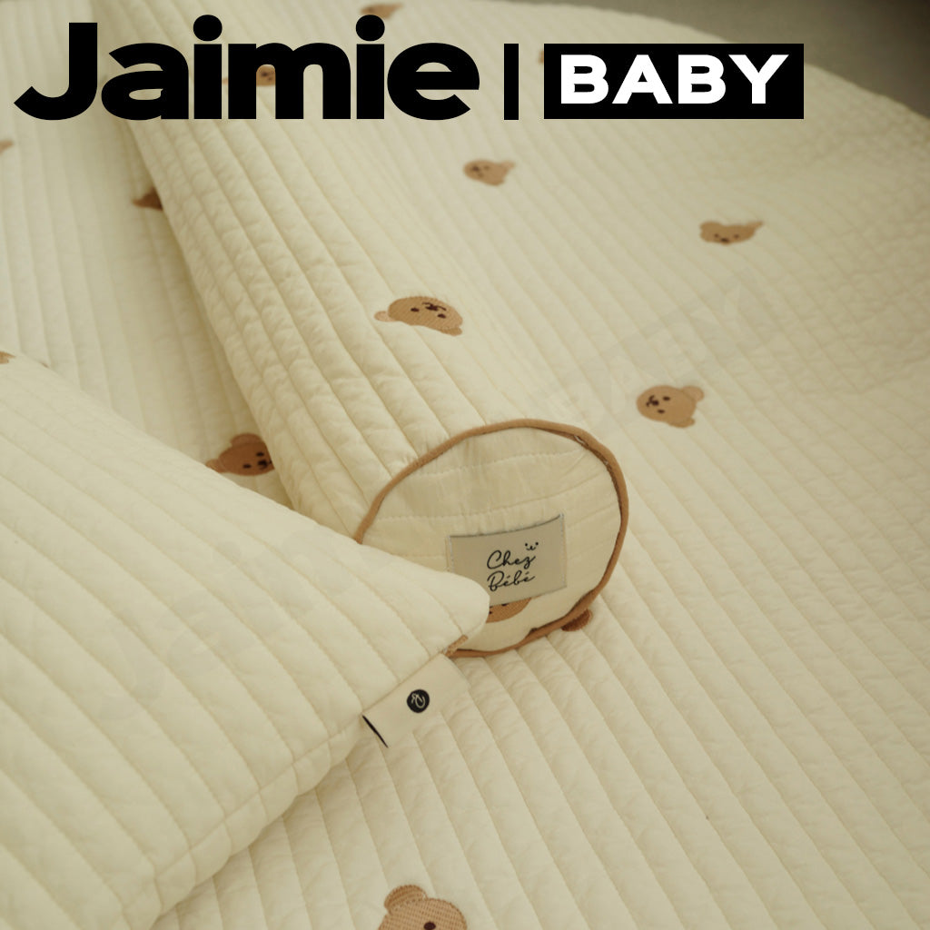 Chez Bebe 쉐베베 Baby bolster with bolster case embroidery high quality quilted cotton
