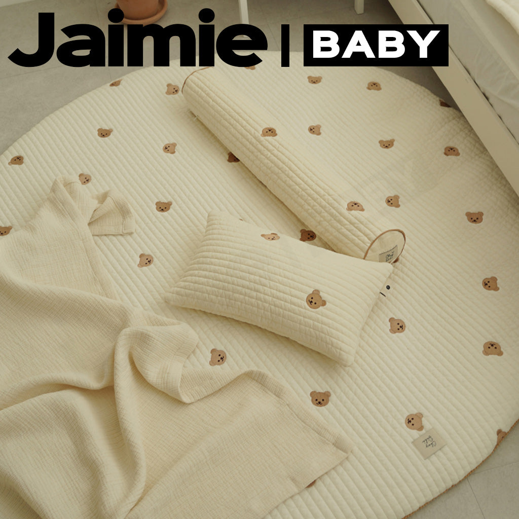 Chez Bebe 쉐베베 Baby bolster with bolster case embroidery high quality quilted cotton